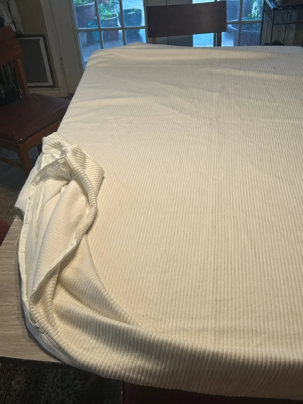 White Cotton Ribbed Zipper King Mattress Cover